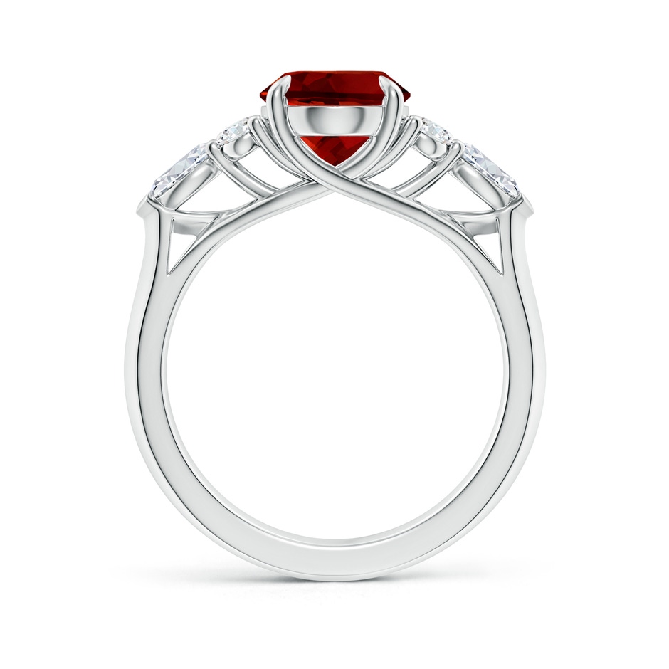 10x8mm Labgrown Lab-Grown Oval Ruby Side Stone Engagement Ring with Diamonds in 18K White Gold side 199