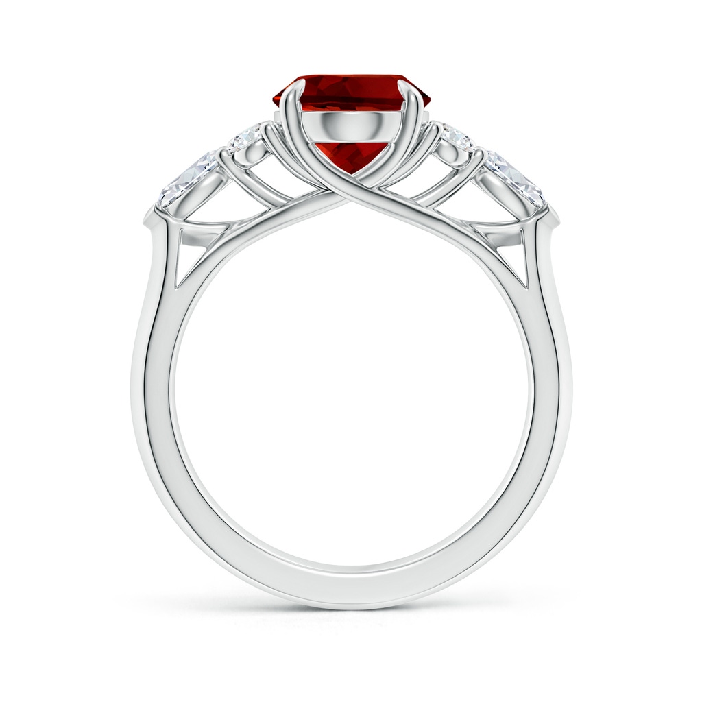 10x8mm Labgrown Lab-Grown Oval Ruby Side Stone Engagement Ring with Diamonds in P950 Platinum - side 199