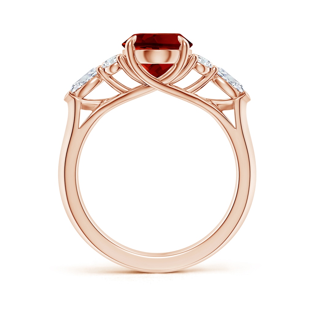 10x8mm Labgrown Lab-Grown Oval Ruby Side Stone Engagement Ring with Diamonds in Rose Gold - side 199