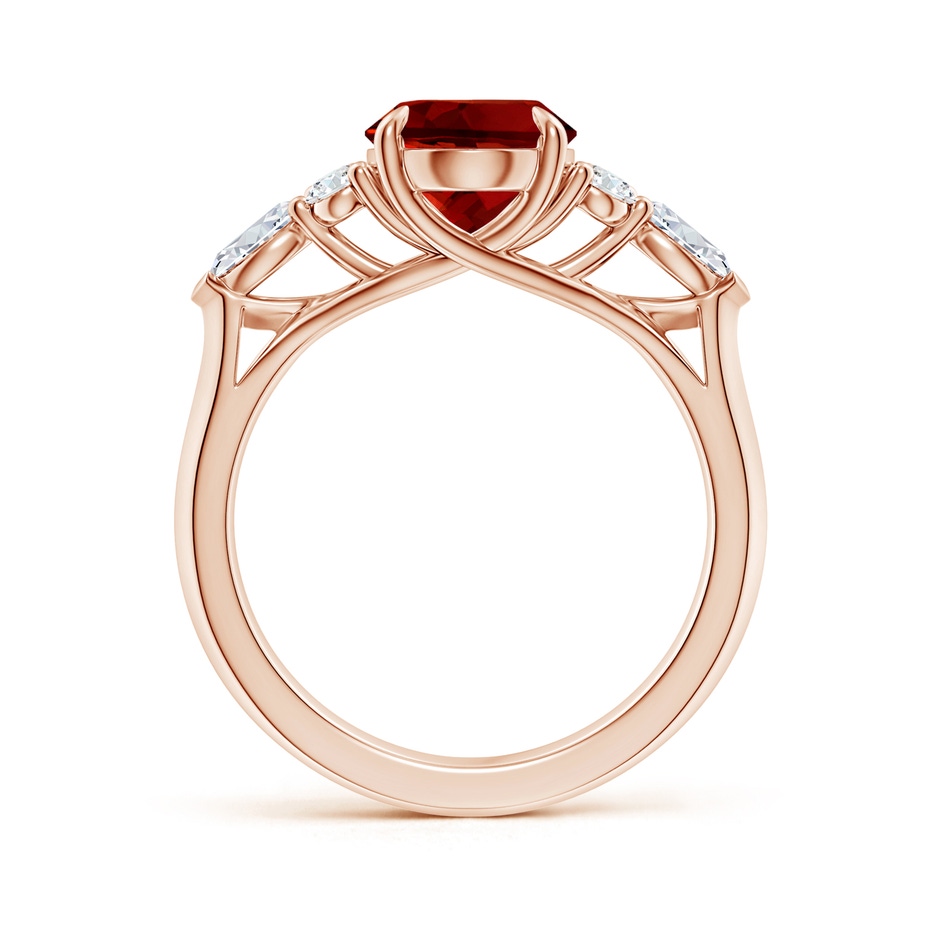 10x8mm Labgrown Lab-Grown Oval Ruby Side Stone Engagement Ring with Diamonds in Rose Gold side 199