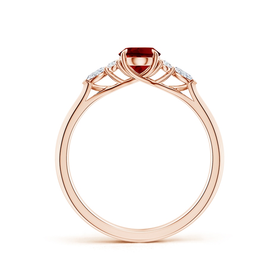 7x5mm Labgrown Lab-Grown Oval Ruby Side Stone Engagement Ring with Diamonds in 9K Rose Gold side 199