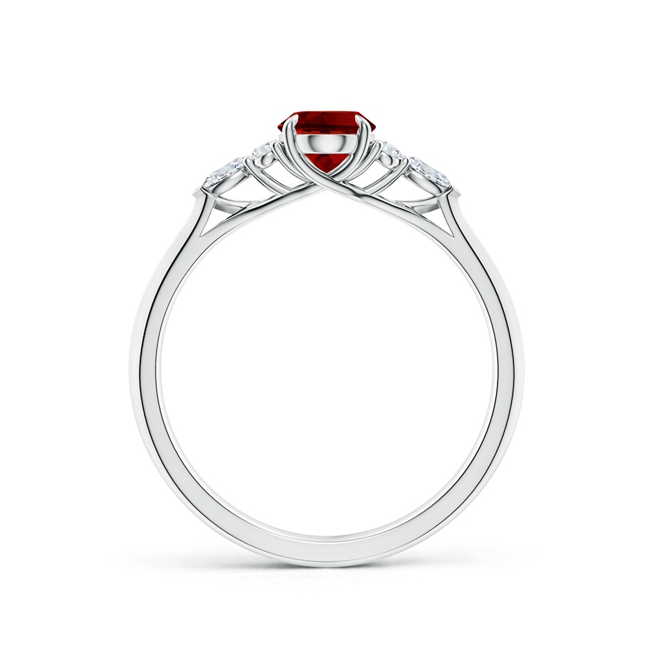 7x5mm Labgrown Lab-Grown Oval Ruby Side Stone Engagement Ring with Diamonds in White Gold side 199