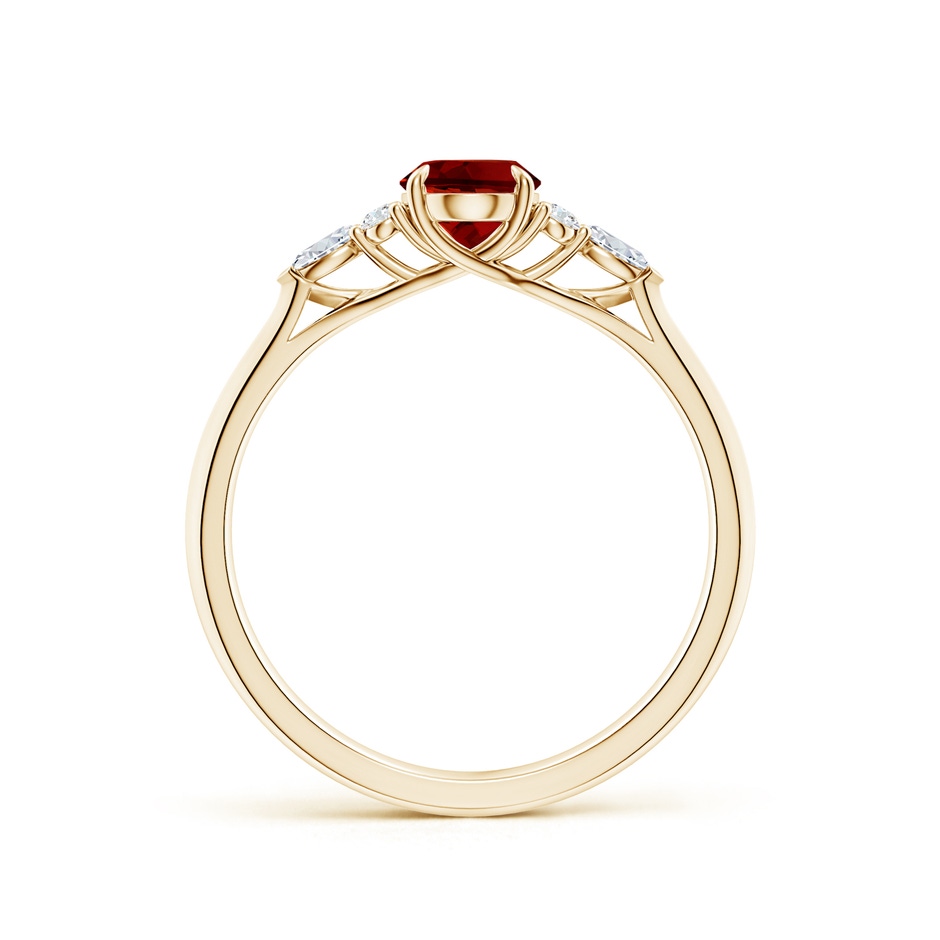 7x5mm Labgrown Lab-Grown Oval Ruby Side Stone Engagement Ring with Diamonds in Yellow Gold side 199