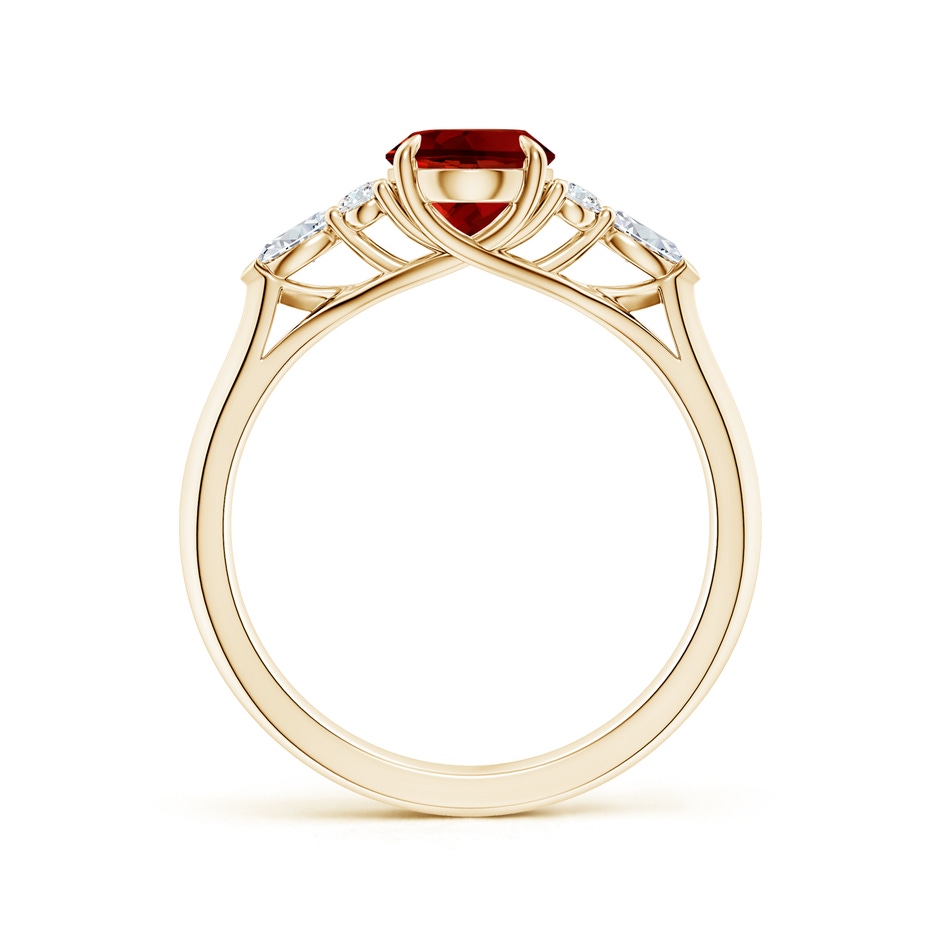 8x6mm Labgrown Lab-Grown Oval Ruby Side Stone Engagement Ring with Diamonds in Yellow Gold side 199