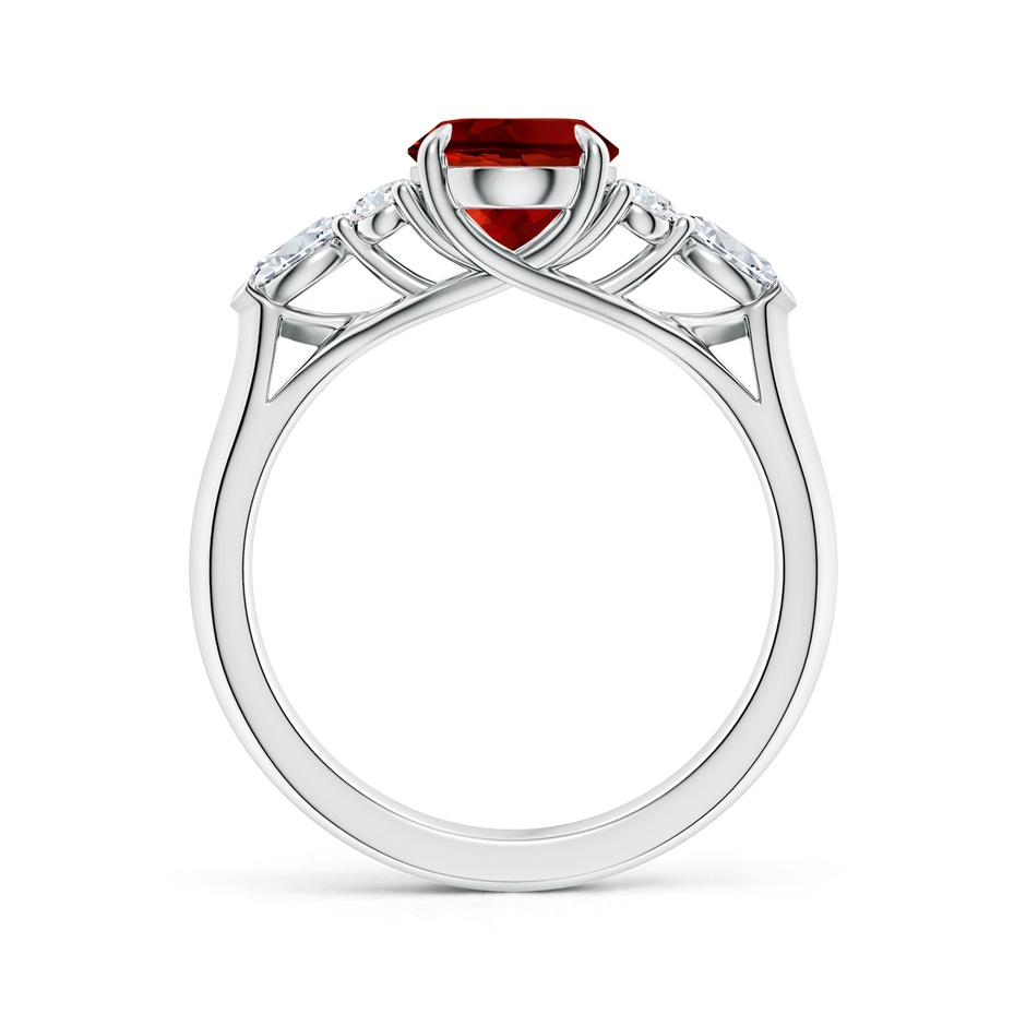 9x7mm Labgrown Lab-Grown Oval Ruby Side Stone Engagement Ring with Diamonds in White Gold side 199