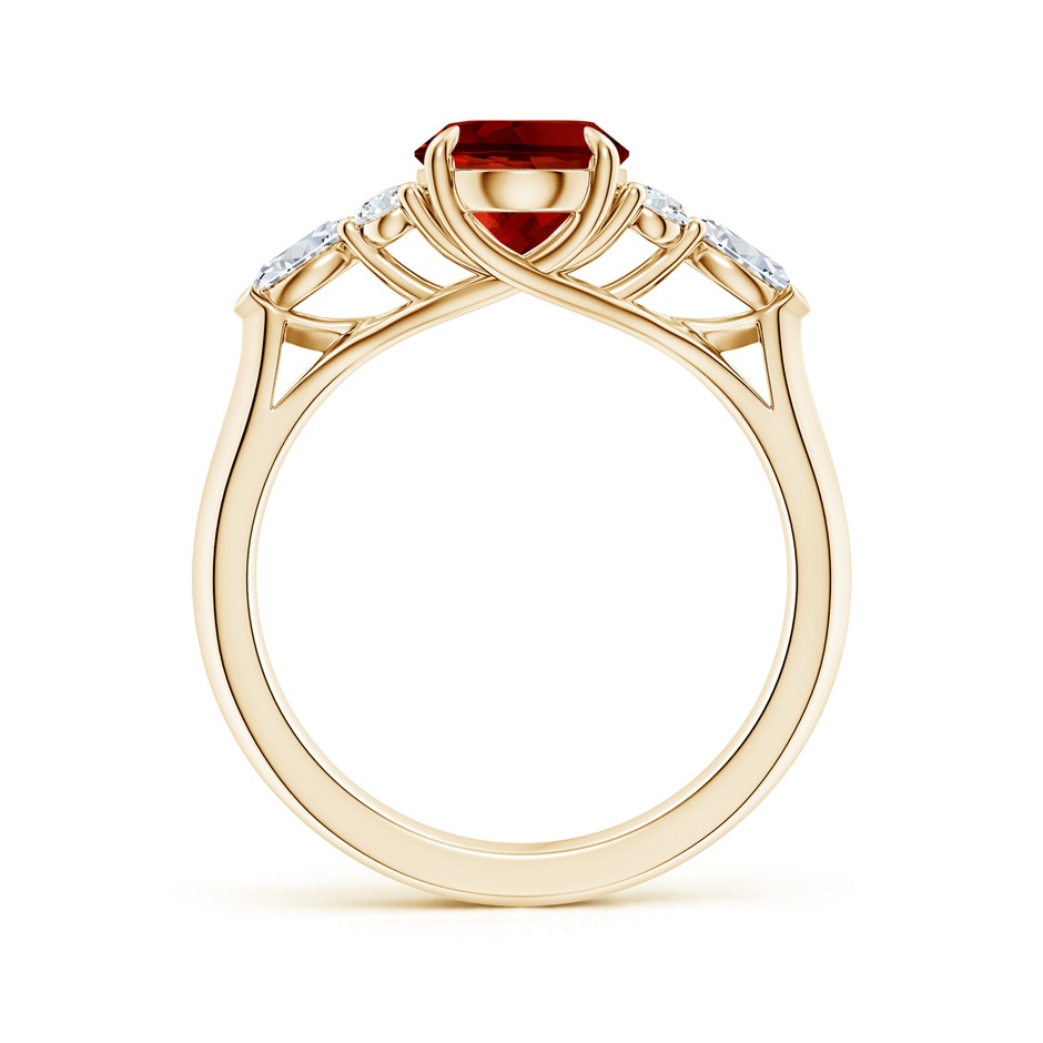 9x7mm Labgrown Lab-Grown Oval Ruby Side Stone Engagement Ring with Diamonds in Yellow Gold side 199