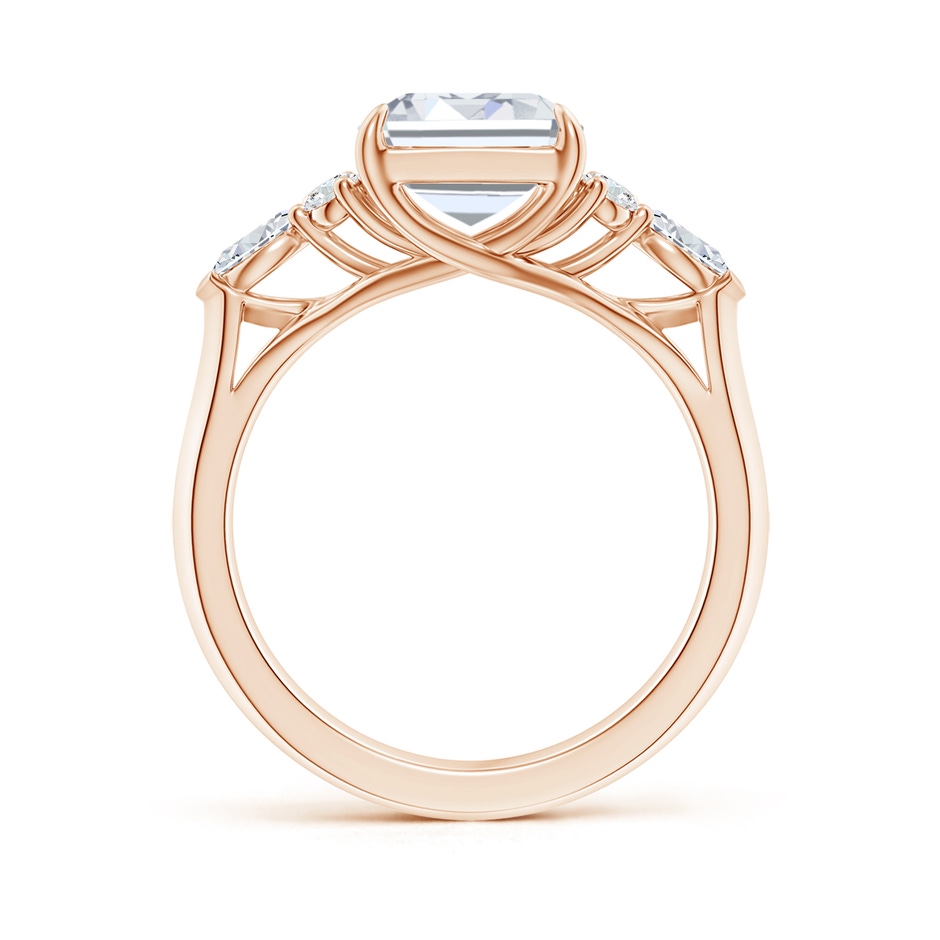 10x7.5mm FGVS Lab-Grown Emerald-Cut Diamond Side Stone Engagement Ring with Diamonds in 18K Rose Gold side 199