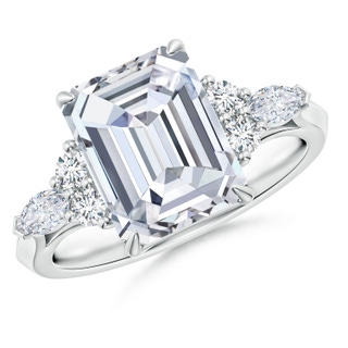 10x7.5mm FGVS Lab-Grown Emerald-Cut Diamond Side Stone Engagement Ring with Diamonds in P950 Platinum