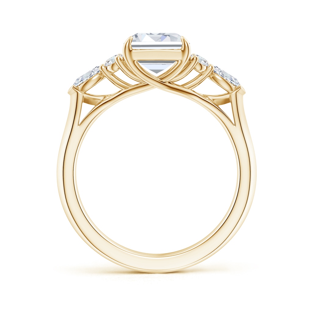 8.5x6.5mm FGVS Lab-Grown Emerald-Cut Diamond Side Stone Engagement Ring with Diamonds in Yellow Gold - side 199