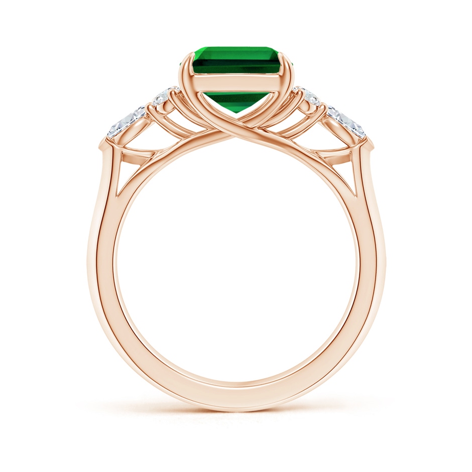 10x8mm Labgrown Lab-Grown Emerald-Cut Emerald Side Stone Engagement Ring with Diamonds in 18K Rose Gold side 199