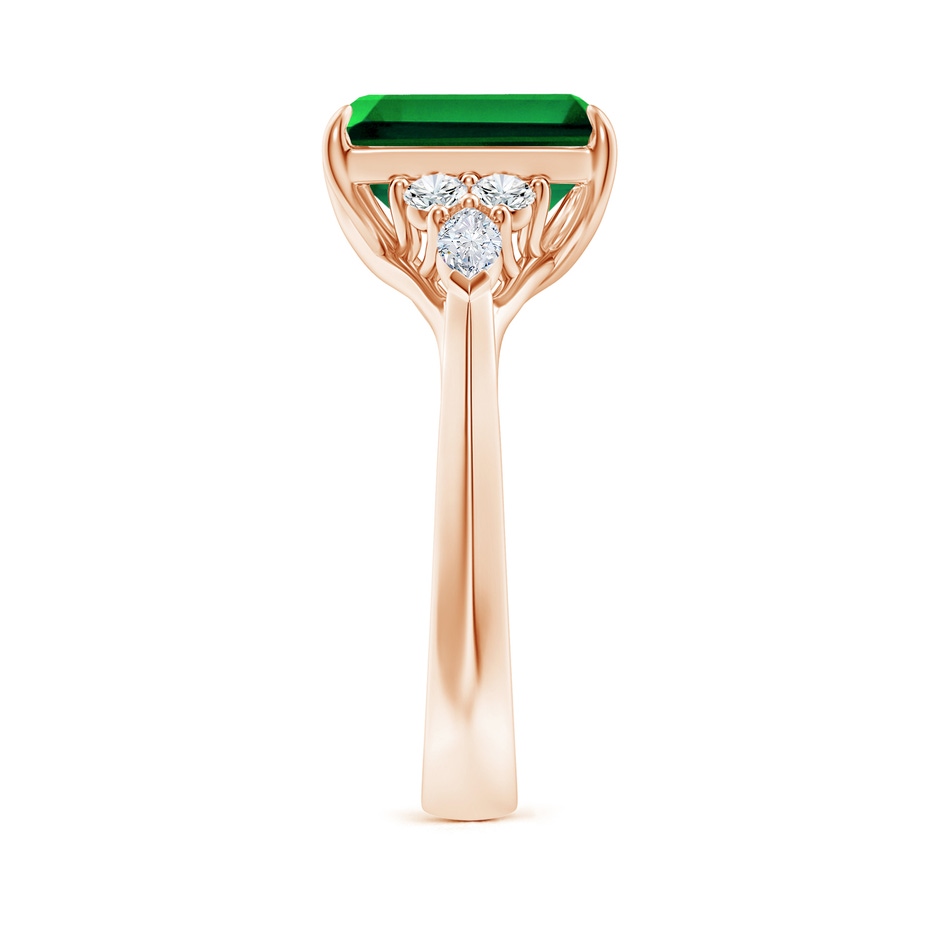 10x8mm Labgrown Lab-Grown Emerald-Cut Emerald Side Stone Engagement Ring with Diamonds in 18K Rose Gold side 299
