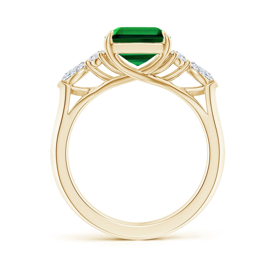 10x8mm Labgrown Lab-Grown Emerald-Cut Emerald Side Stone Engagement Ring with Diamonds in 18K Yellow Gold side 199