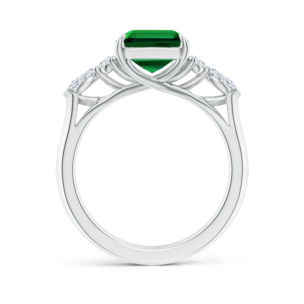 10x8mm Labgrown Lab-Grown Emerald-Cut Emerald Side Stone Engagement Ring with Diamonds in P950 Platinum - side 199