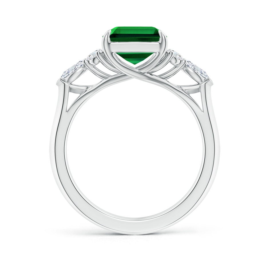 10x8mm Labgrown Lab-Grown Emerald-Cut Emerald Side Stone Engagement Ring with Diamonds in White Gold side 199