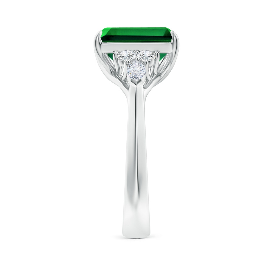 10x8mm Labgrown Lab-Grown Emerald-Cut Emerald Side Stone Engagement Ring with Diamonds in White Gold side 299