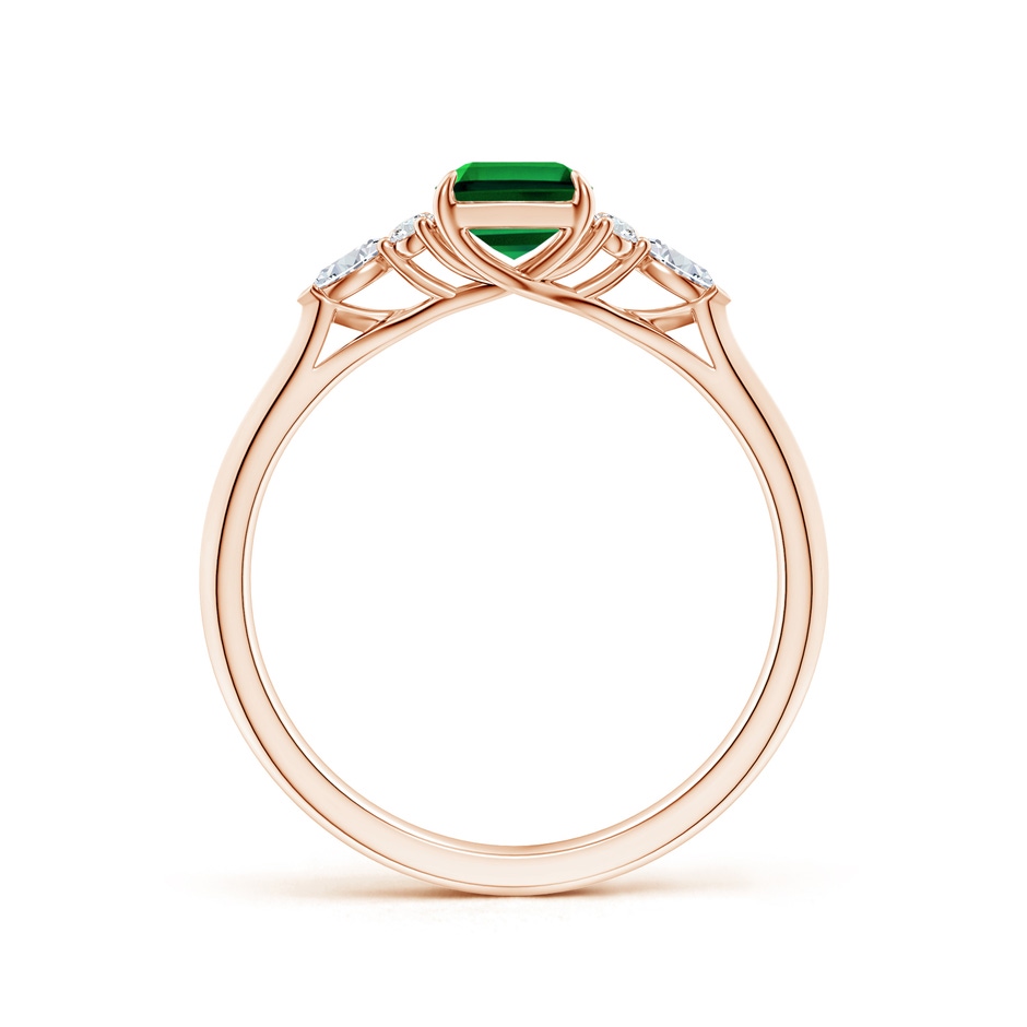 7x5mm Labgrown Lab-Grown Emerald-Cut Emerald Side Stone Engagement Ring with Diamonds in Rose Gold side 199