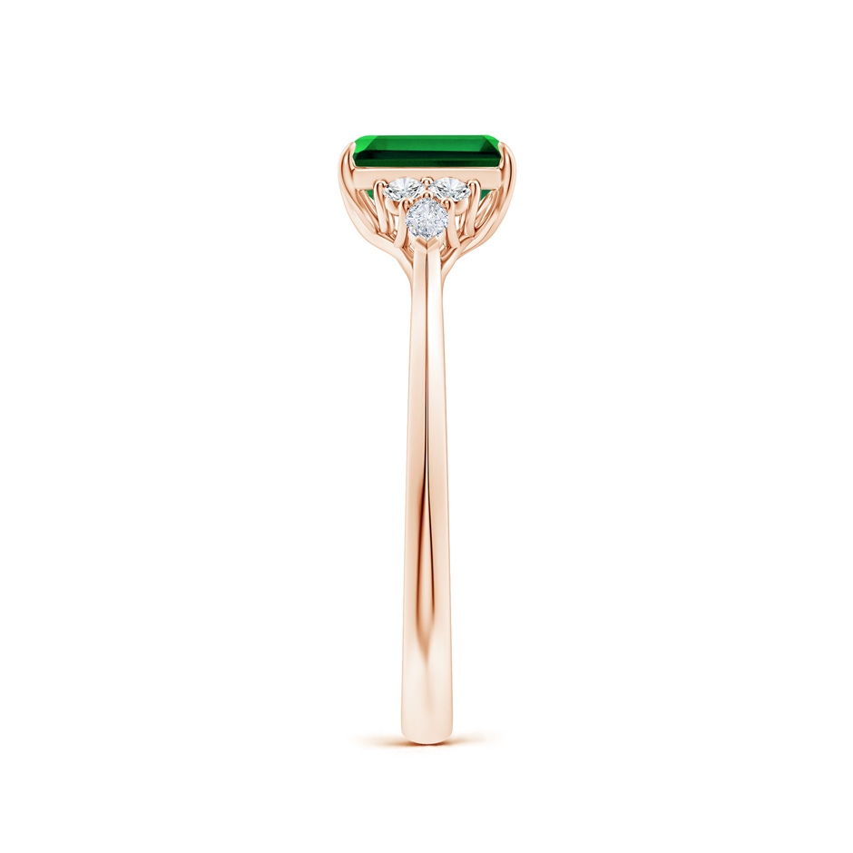 7x5mm Labgrown Lab-Grown Emerald-Cut Emerald Side Stone Engagement Ring with Diamonds in Rose Gold side 299