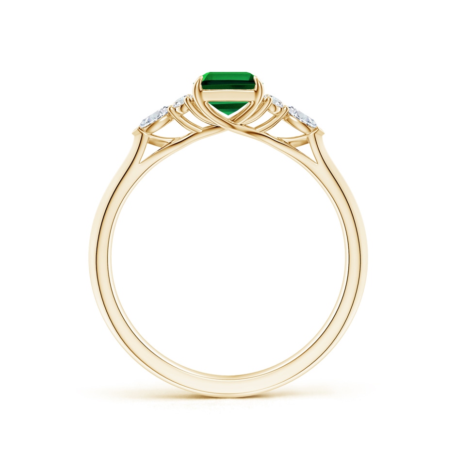 7x5mm Labgrown Lab-Grown Emerald-Cut Emerald Side Stone Engagement Ring with Diamonds in Yellow Gold side 199