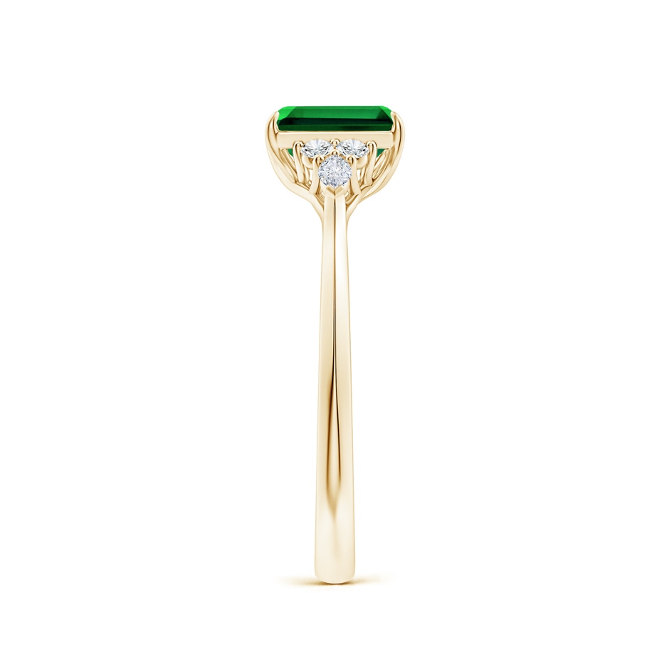 7x5mm Labgrown Lab-Grown Emerald-Cut Emerald Side Stone Engagement Ring with Diamonds in Yellow Gold side 299