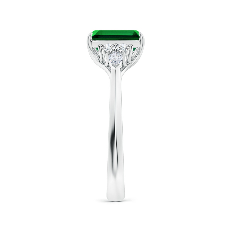 8x6mm Labgrown Lab-Grown Emerald-Cut Emerald Side Stone Engagement Ring with Diamonds in White Gold side 299