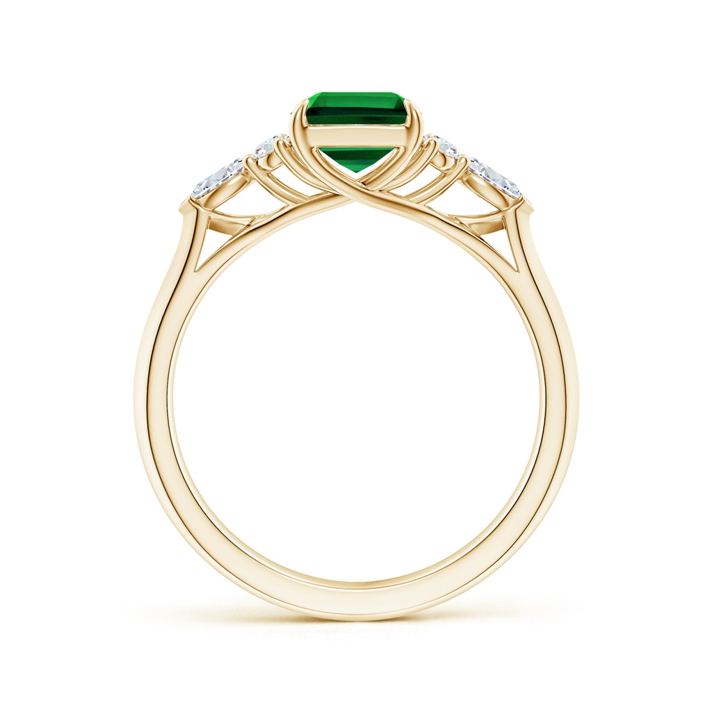 8x6mm Labgrown Lab-Grown Emerald-Cut Emerald Side Stone Engagement Ring with Diamonds in Yellow Gold - side 199