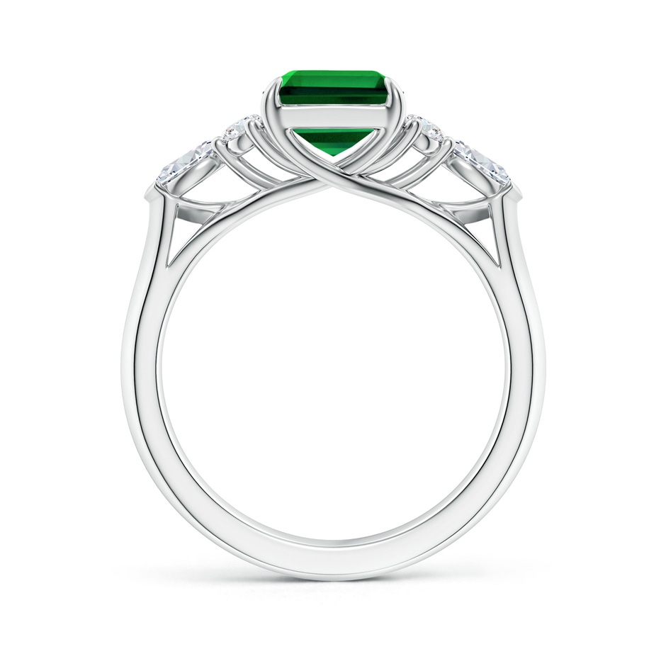 9x7mm Labgrown Lab-Grown Emerald-Cut Emerald Side Stone Engagement Ring with Diamonds in P950 Platinum side 199