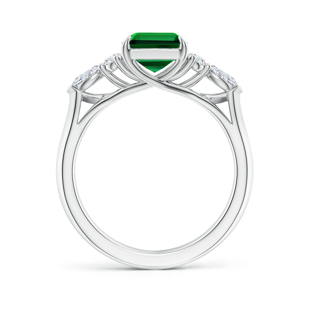 9x7mm Labgrown Lab-Grown Emerald-Cut Emerald Side Stone Engagement Ring with Diamonds in White Gold Side 199