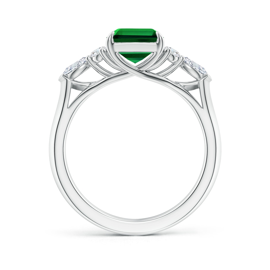 9x7mm Labgrown Lab-Grown Emerald-Cut Emerald Side Stone Engagement Ring with Diamonds in White Gold side 199