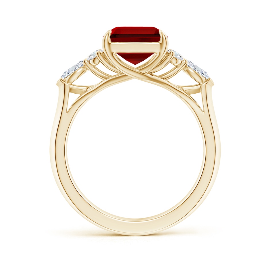 10x8mm Labgrown Emerald-Cut Lab-Grown Ruby Side Stone Engagement Ring with Diamonds in 18K Yellow Gold side 199