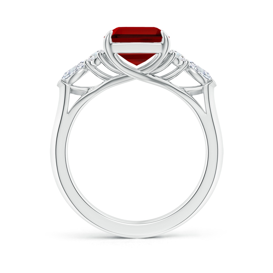10x8mm Labgrown Emerald-Cut Lab-Grown Ruby Side Stone Engagement Ring with Diamonds in P950 Platinum side 199