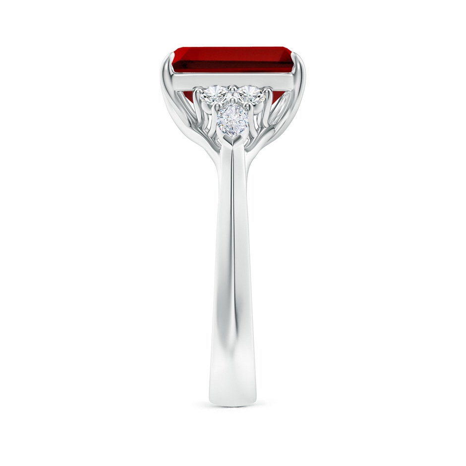10x8mm Labgrown Emerald-Cut Lab-Grown Ruby Side Stone Engagement Ring with Diamonds in P950 Platinum side 299