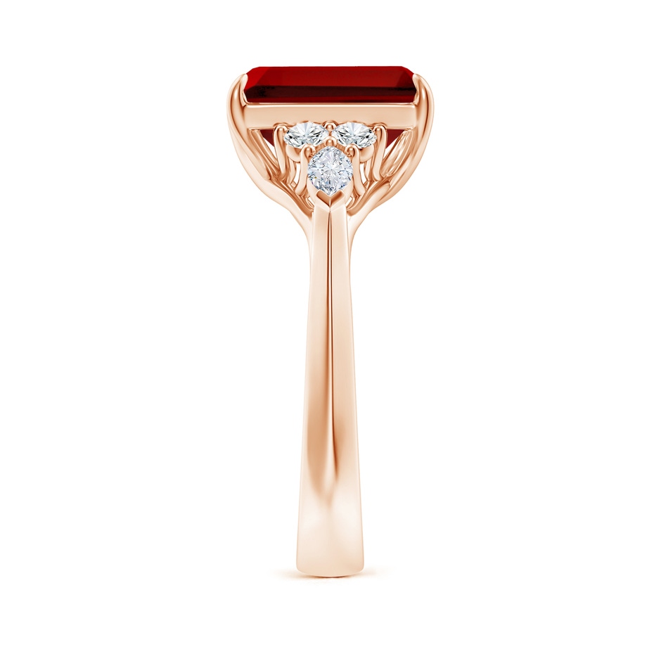 10x8mm Labgrown Emerald-Cut Lab-Grown Ruby Side Stone Engagement Ring with Diamonds in Rose Gold side 299