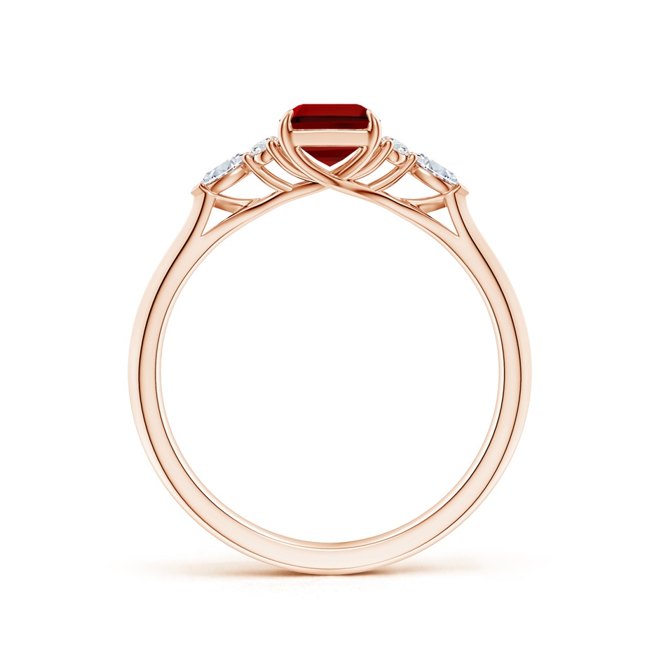 7x5mm Labgrown Emerald-Cut Lab-Grown Ruby Side Stone Engagement Ring with Diamonds in Rose Gold side 199