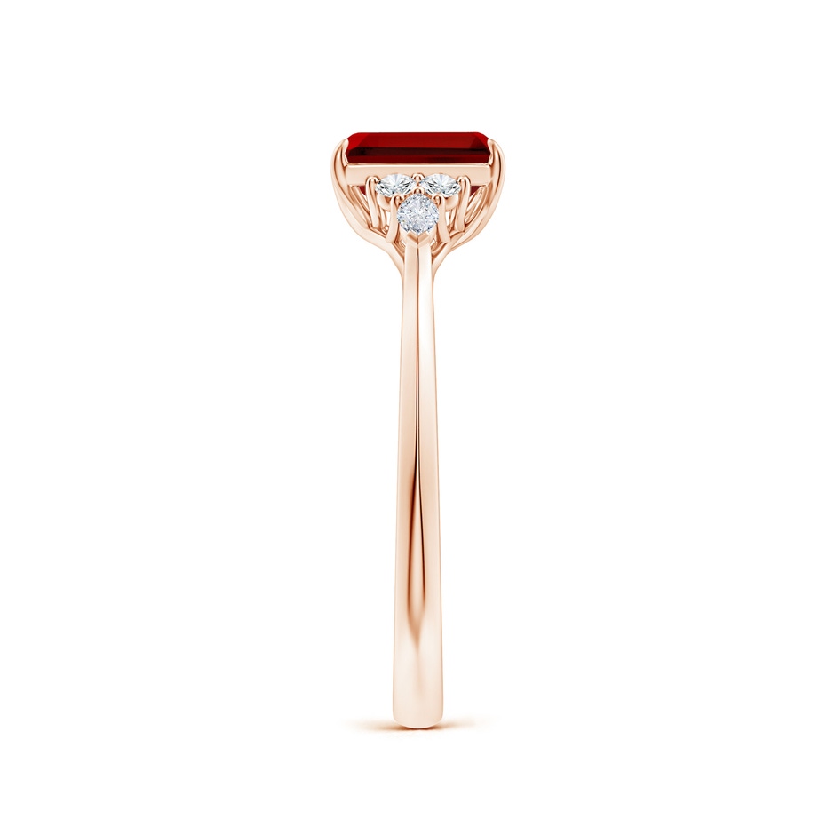 7x5mm Labgrown Emerald-Cut Lab-Grown Ruby Side Stone Engagement Ring with Diamonds in Rose Gold side 299