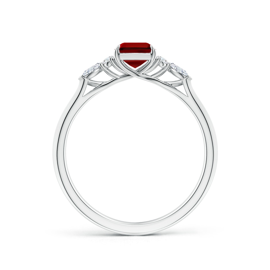 7x5mm Labgrown Emerald-Cut Lab-Grown Ruby Side Stone Engagement Ring with Diamonds in White Gold side 199