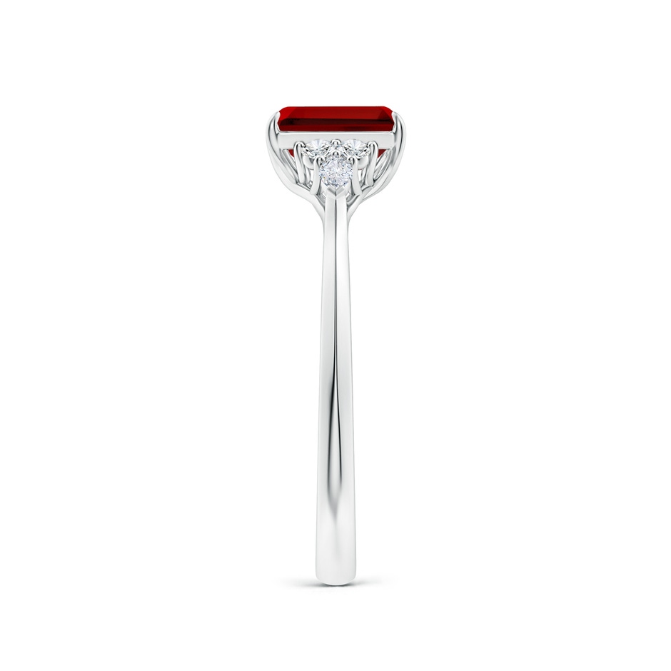 7x5mm Labgrown Emerald-Cut Lab-Grown Ruby Side Stone Engagement Ring with Diamonds in White Gold side 299
