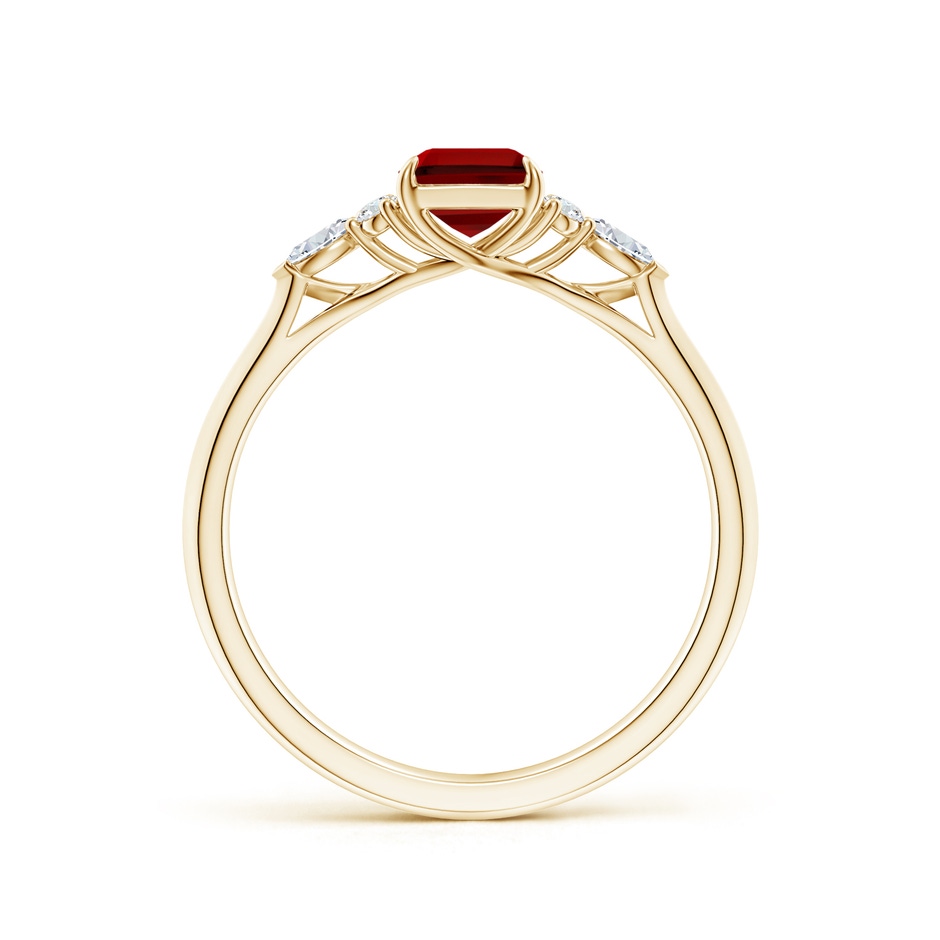 7x5mm Labgrown Emerald-Cut Lab-Grown Ruby Side Stone Engagement Ring with Diamonds in Yellow Gold side 199