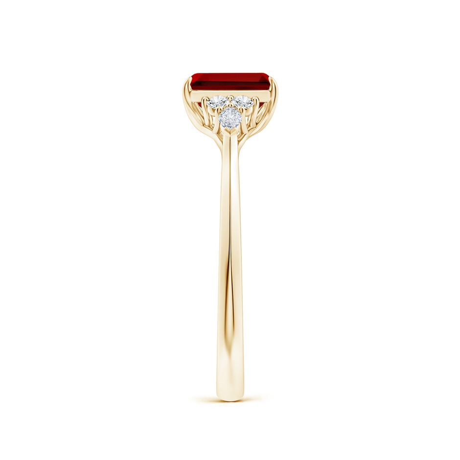 7x5mm Labgrown Emerald-Cut Lab-Grown Ruby Side Stone Engagement Ring with Diamonds in Yellow Gold side 299