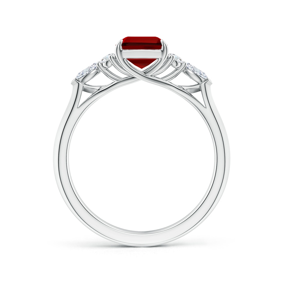 8x6mm Labgrown Emerald-Cut Lab-Grown Ruby Side Stone Engagement Ring with Diamonds in 18K White Gold side 199