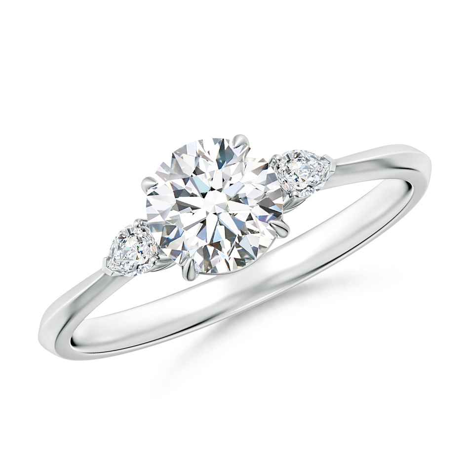 5.9mm FGVS Lab-Grown Round and Pear Diamond Three Stone Engagement Ring in White Gold 