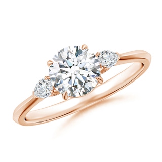 6.4mm FGVS Lab-Grown Round and Pear Diamond Three Stone Engagement Ring in 9K Rose Gold
