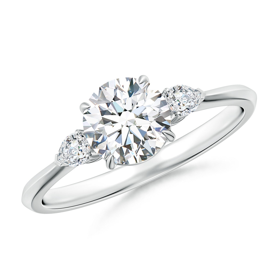6.4mm FGVS Lab-Grown Round and Pear Diamond Three Stone Engagement Ring in P950 Platinum 