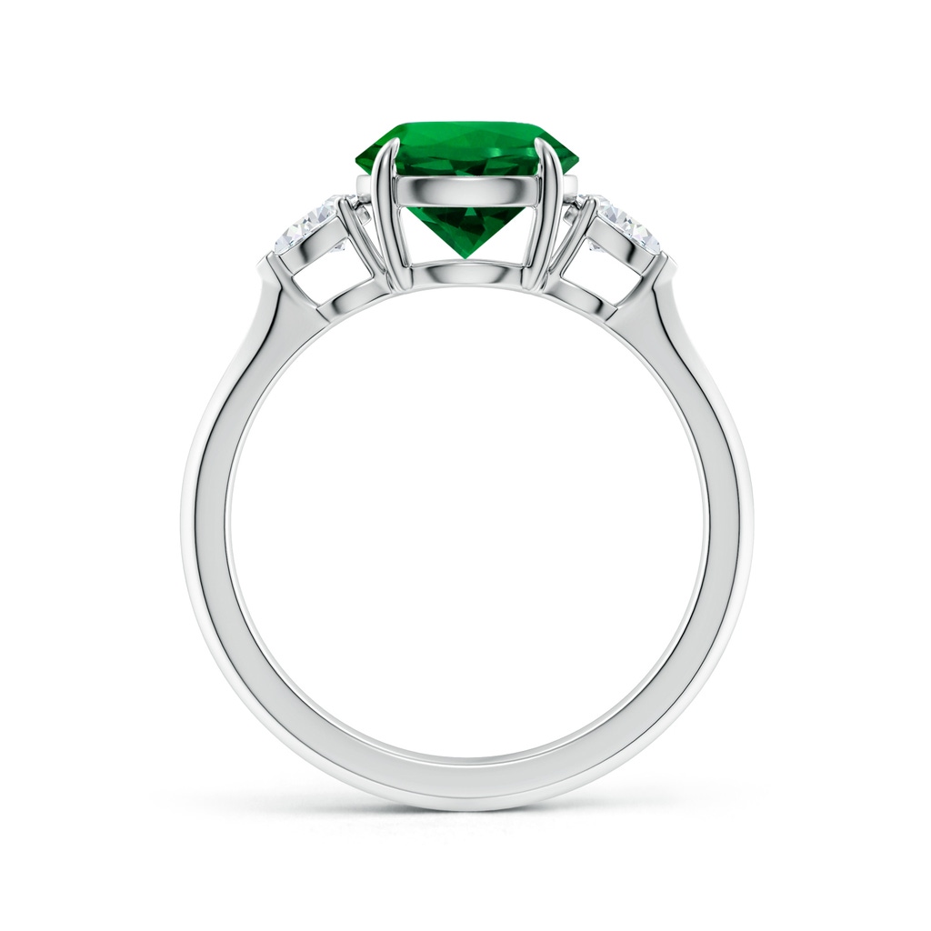8mm Labgrown Lab-Grown Round Emerald and Pear Diamond Three Stone Engagement Ring in White Gold Side 199