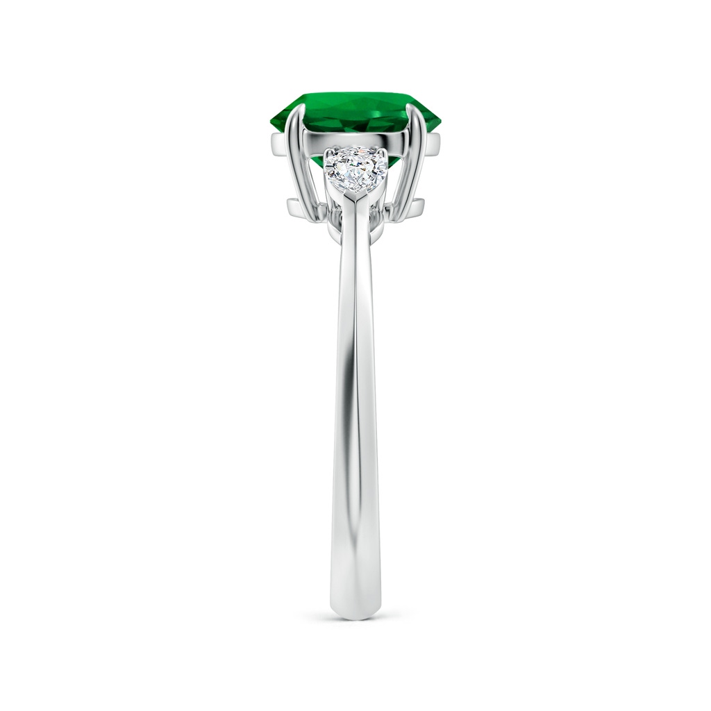 8mm Labgrown Lab-Grown Round Emerald and Pear Diamond Three Stone Engagement Ring in White Gold Side 299