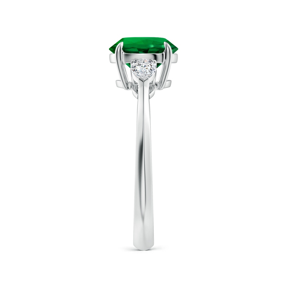 8mm Labgrown Lab-Grown Round Emerald and Pear Diamond Three Stone Engagement Ring in White Gold side 299