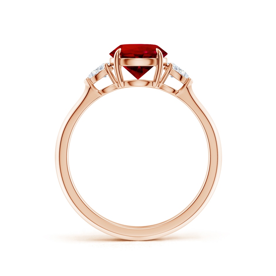 7mm Labgrown Lab-Grown Round Ruby and Pear Diamond Three Stone Engagement Ring in Rose Gold side 199