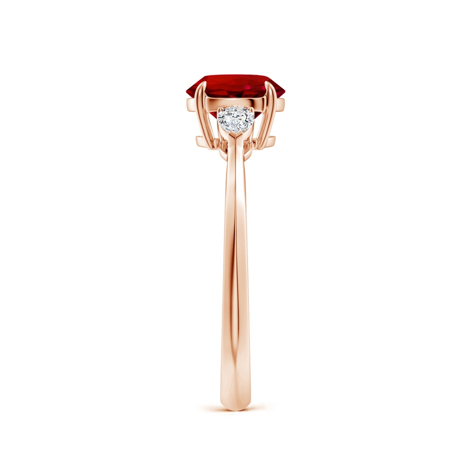 7mm Labgrown Lab-Grown Round Ruby and Pear Diamond Three Stone Engagement Ring in Rose Gold side 299