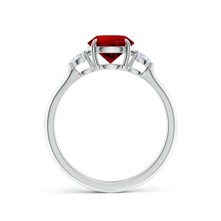 7mm Labgrown Lab-Grown Round Ruby and Pear Diamond Three Stone Engagement Ring in White Gold side 199