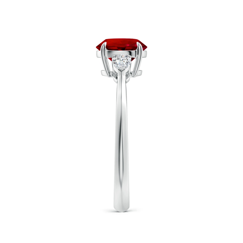 7mm Labgrown Lab-Grown Round Ruby and Pear Diamond Three Stone Engagement Ring in White Gold side 299