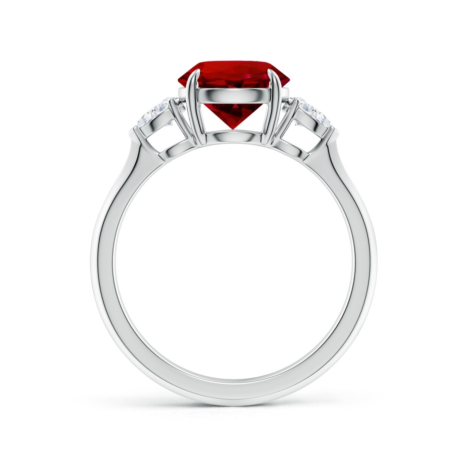 8mm Labgrown Lab-Grown Round Ruby and Pear Diamond Three Stone Engagement Ring in P950 Platinum side 199